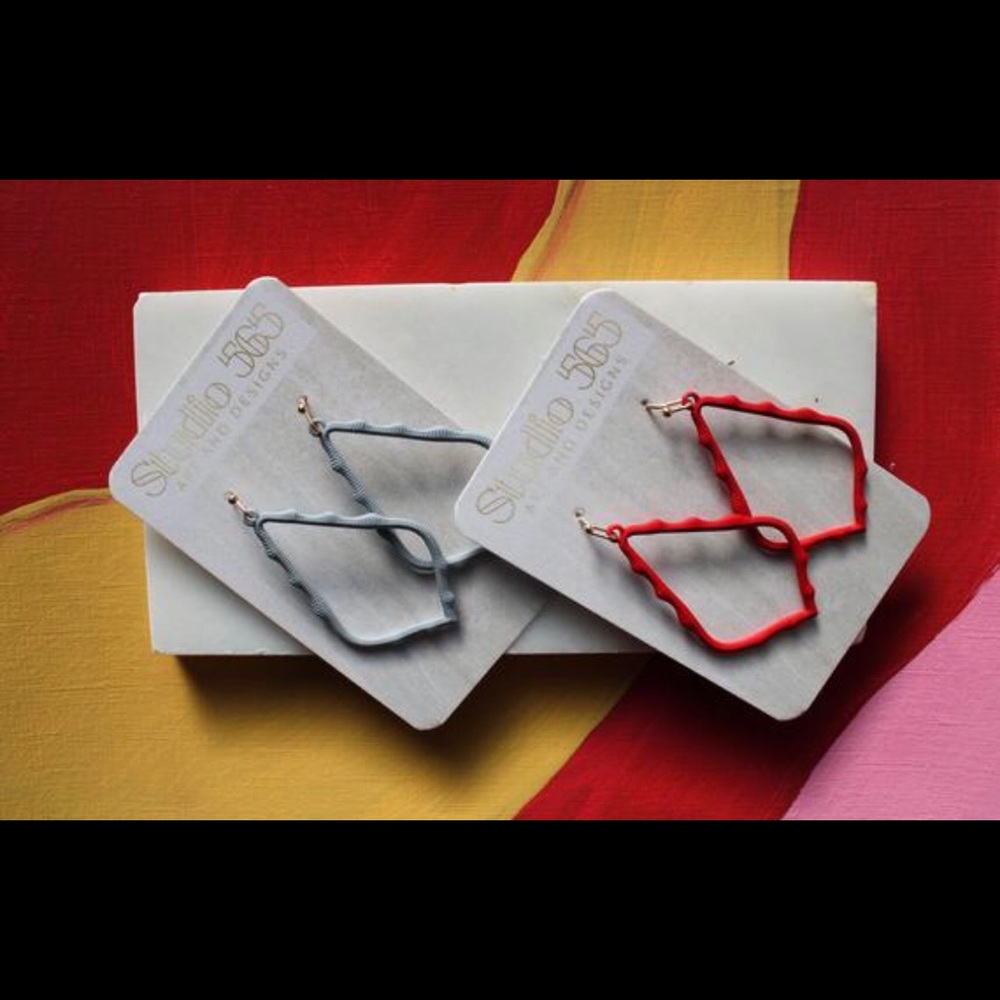 Red dangle earrings